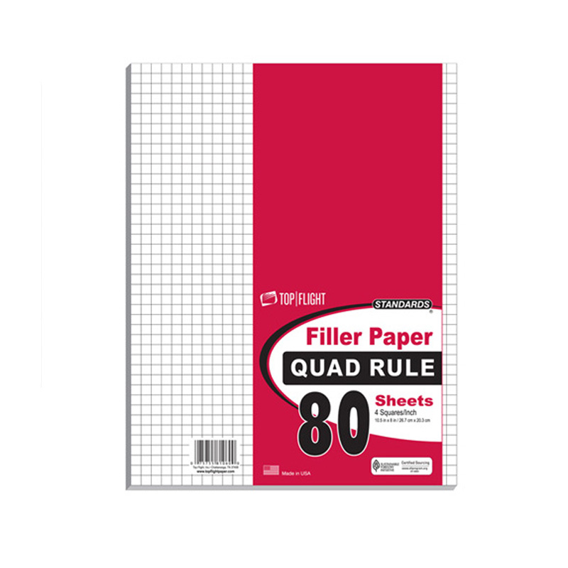 Top Flight Filler Paper 24 Sheets 11 x 8.5 Inches Quadrille Rule 12603 